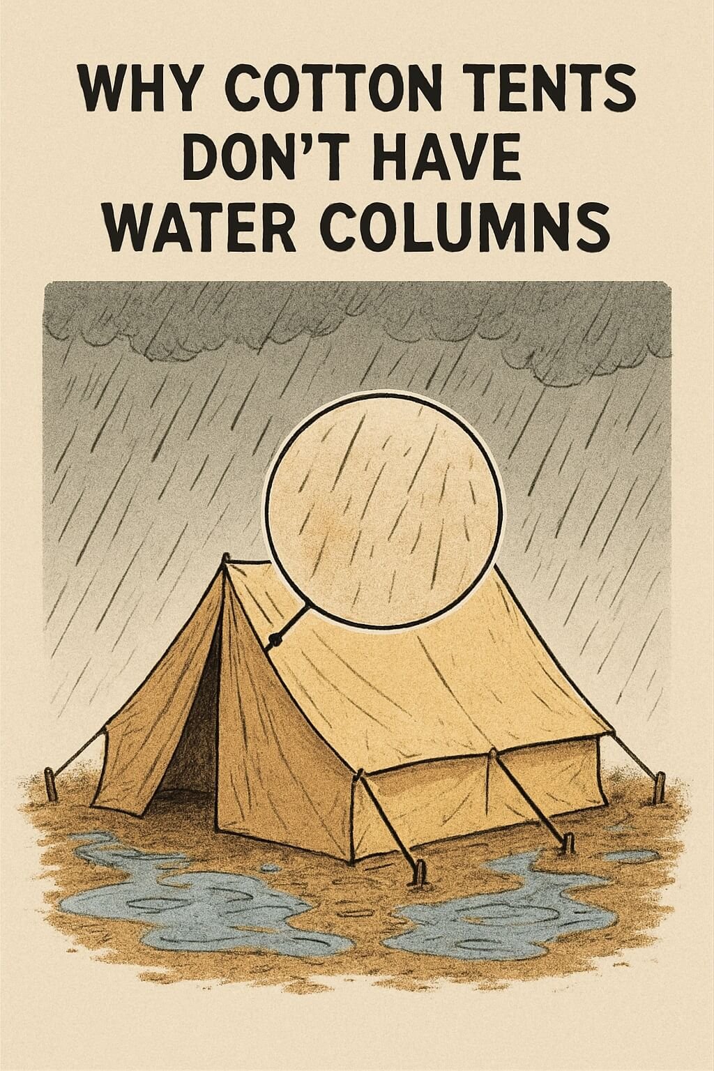 Cotton tents no water column rain