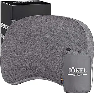 JOKEL inflatable camping pillow for backpacking with ergonomic neck support