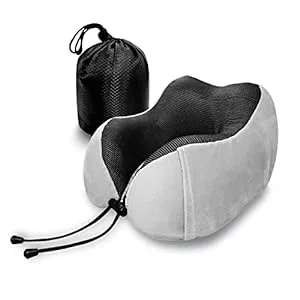 Luchai portable memory foam travel neck pillow with ergonomic support