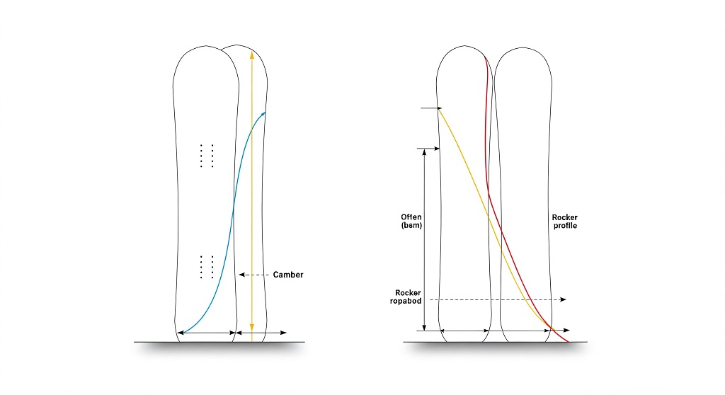 Snowboard Camber vs. Rocker Profiles