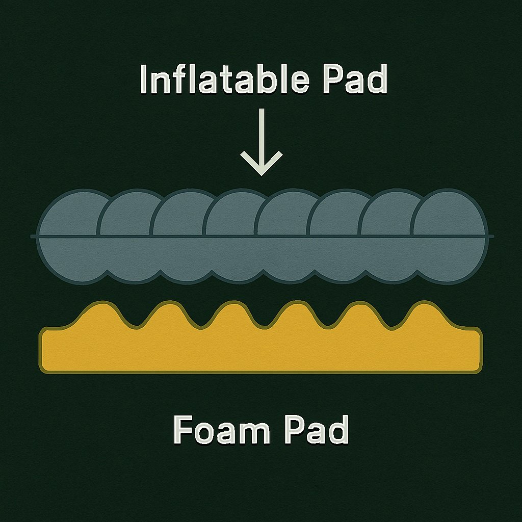 Diagram showing layering foam + inflatable pad.