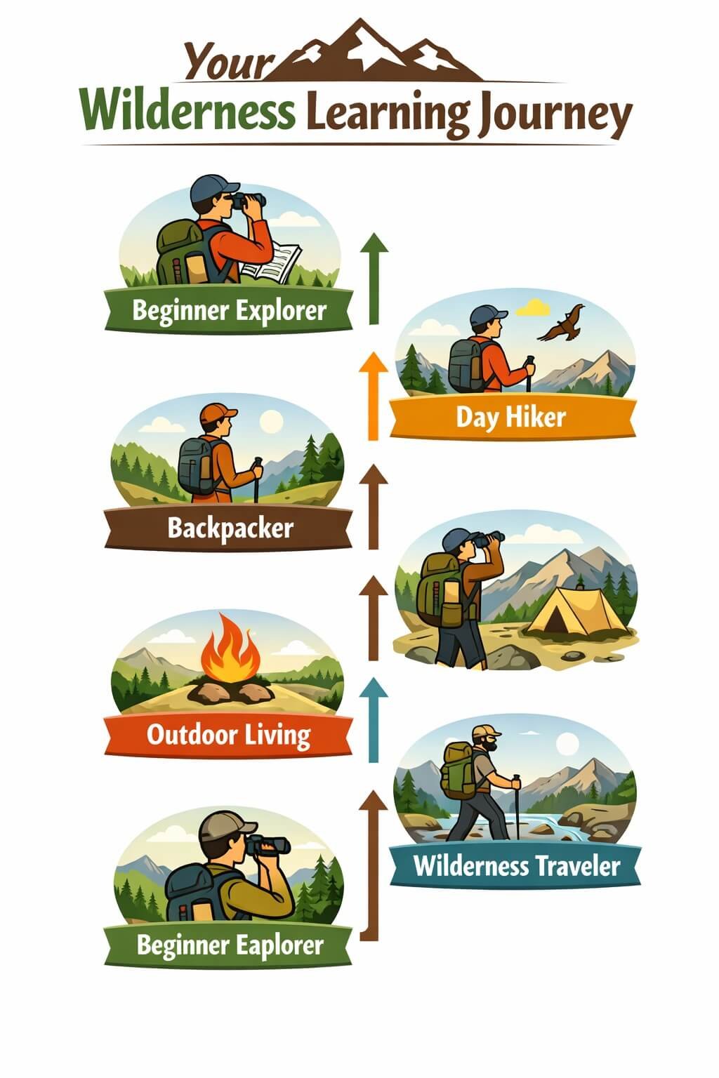 Wilderness skills learning roadmap from beginner explorer to experienced outdoor leader