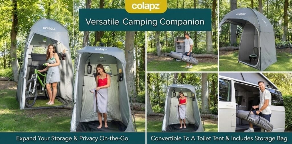 Colapz camping shower tent review: a versatile shelter for showering, changing, and campsite use.